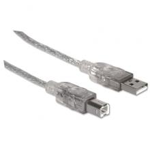 CABLE USB V2.0 MANHATTAN A-B 3M PLATA 340458