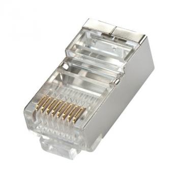 CONECTOR RJ45 CAT5E BLINDADO CON PIN A TIERRA