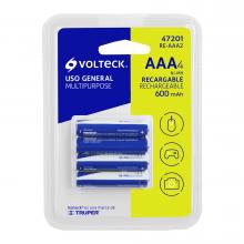 BLISTER CON 4 PILAS AAA RECARGABLES USO GENERAL, 600 mah VOLTECK RE-AAA2