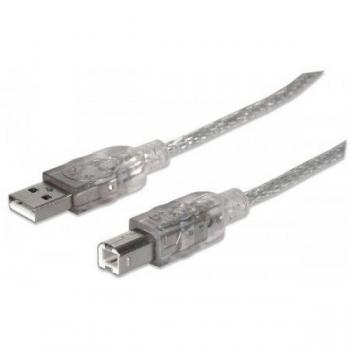 CABLE USB V2,0 MANHATTAN A-B 1,8M PLATA 333405 